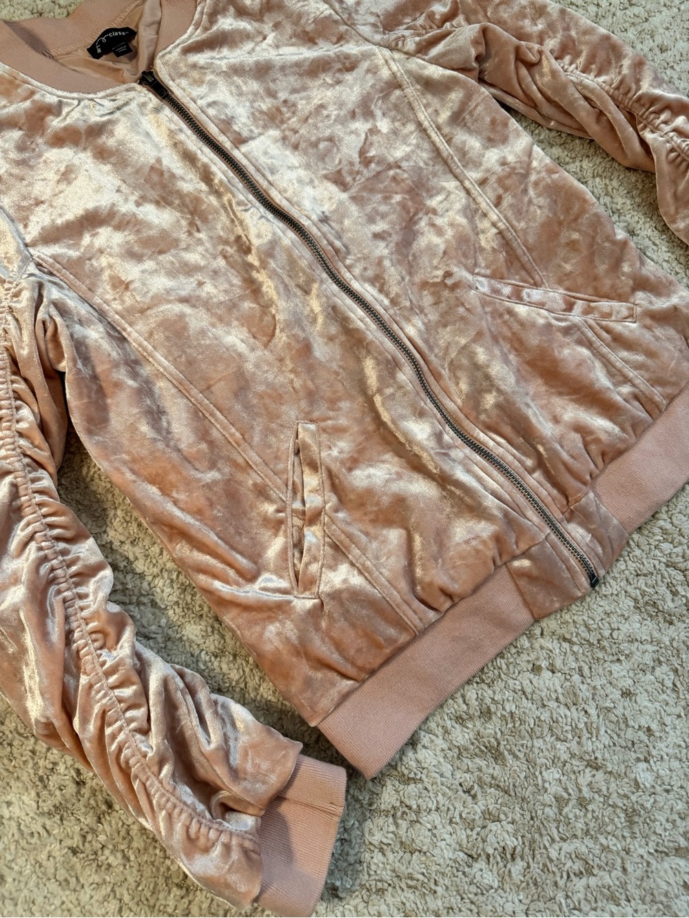 Art Class girls pink crushed velvet bomber jacket. Size XL. - Picture 3 of 4